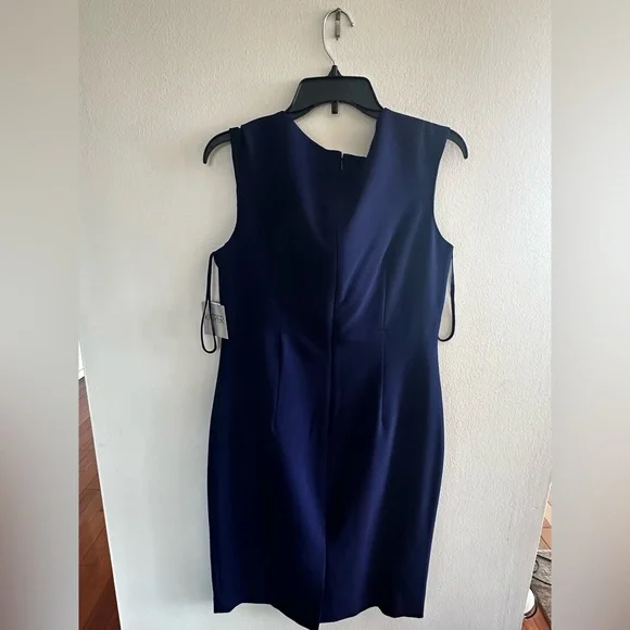 Kasper Navy Stretch Crepe Sheath Dress | Size 8 | NWT - Picture 6 of 6